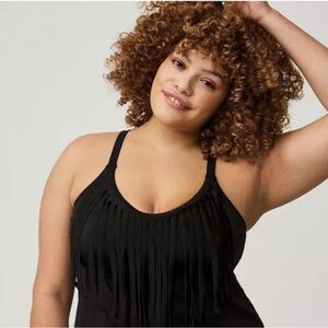 Torrid Black Fringe Swim Top